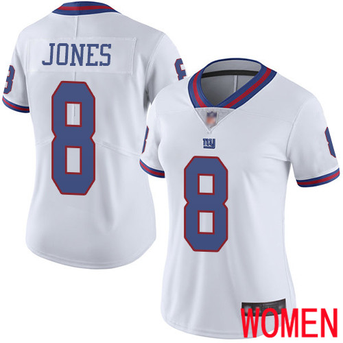 Women New York Giants #8 Daniel Jones Limited White Rush Vapor Untouchable Football NFL Jersey->new york giants->NFL Jersey